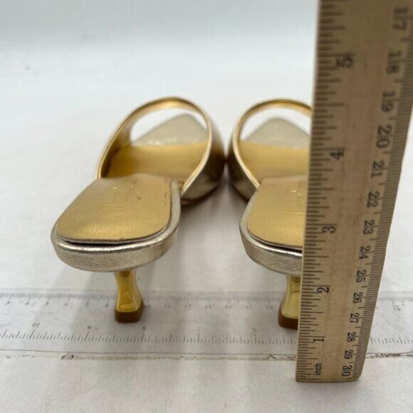 Milooey shoes Women's  Kitten Heel Mules Open Pointed Toe Slide Sandals  Gold - Picture 5 of 8